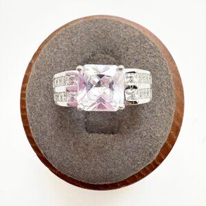 VTG Sterling Silver 925 Cubic Zirconia Prong Set Scroll Band Ring Size 7